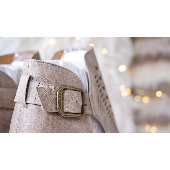 Nude Vegan Leather Distressed Ankle Booties - Picture 5 of 9